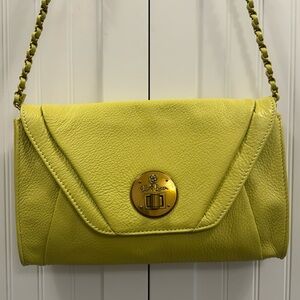 Elliott Lucca yellow green leather crossbody purse